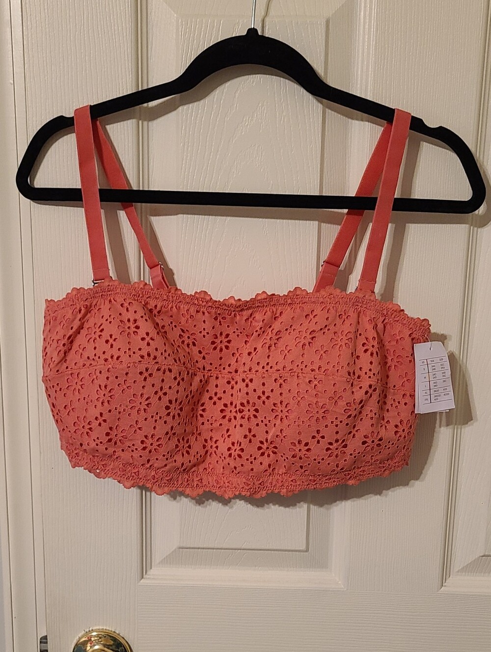 Auden Crochet Eyelet Bandeau Bralette - Coral Pink - XXL